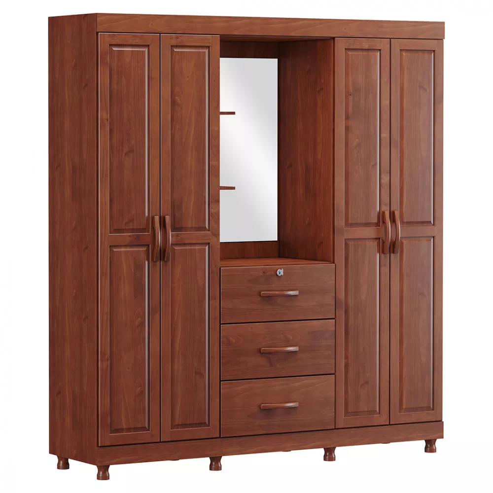 Image 1 of 4 of Guarda Roupa Finestra Bronze Capela 4 Portas 3 Gavetas