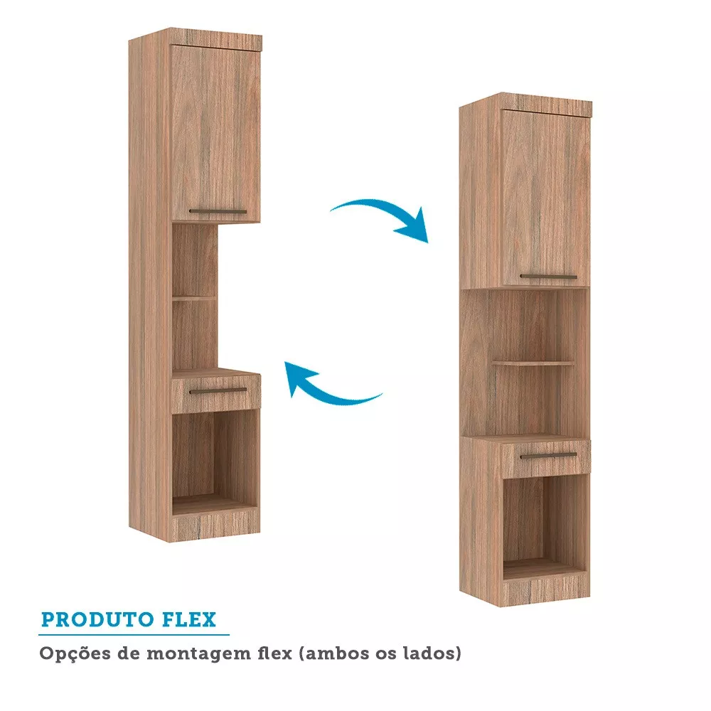 Image 6 of 8 of Guarda Roupa Modulado Mesa de Cabeceira Alta 1 Porta 1 Gaveta 45cm Slim Luciane Móveis