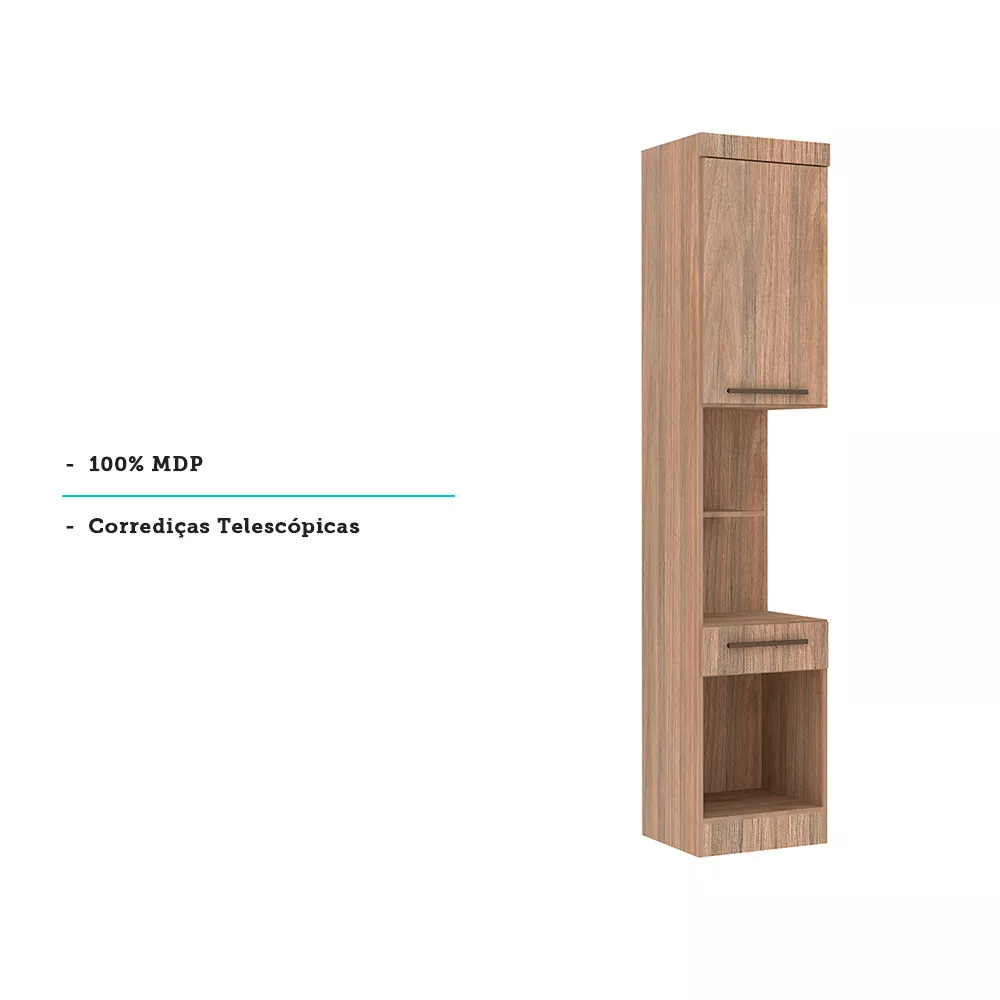 Image 7 of 8 of Guarda Roupa Modulado Mesa de Cabeceira Alta 1 Porta 1 Gaveta 45cm Slim Luciane Móveis