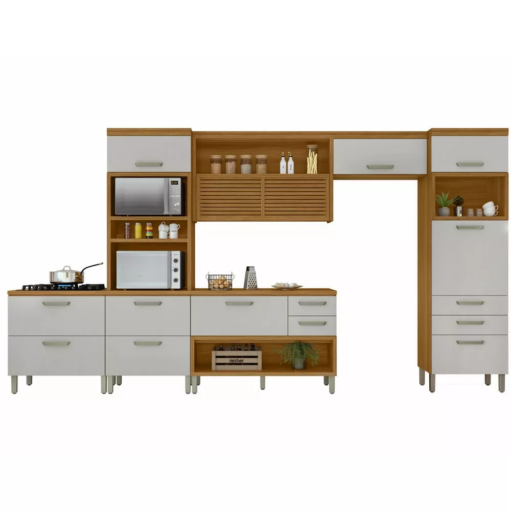 Image 0 of 16 of Cozinha 5 Peças Ripado 2 Paneleiros Princesa 100 MDF Nesher