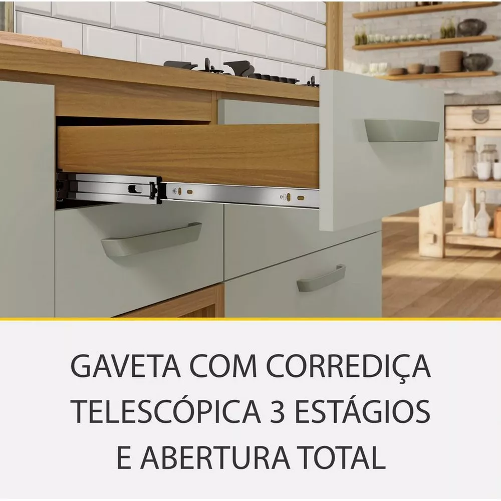 Image 5 of 16 of Cozinha 5 Peças Ripado 2 Paneleiros Princesa 100 MDF Nesher