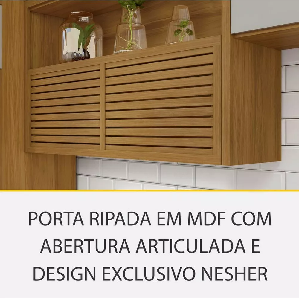 Image 6 of 16 of Cozinha 5 Peças Ripado 2 Paneleiros Princesa 100 MDF Nesher