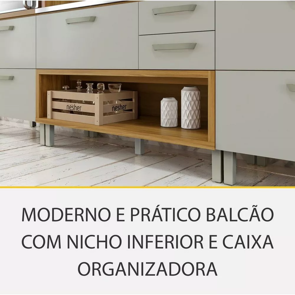 Image 7 of 16 of Cozinha 5 Peças Ripado 2 Paneleiros Princesa 100 MDF Nesher