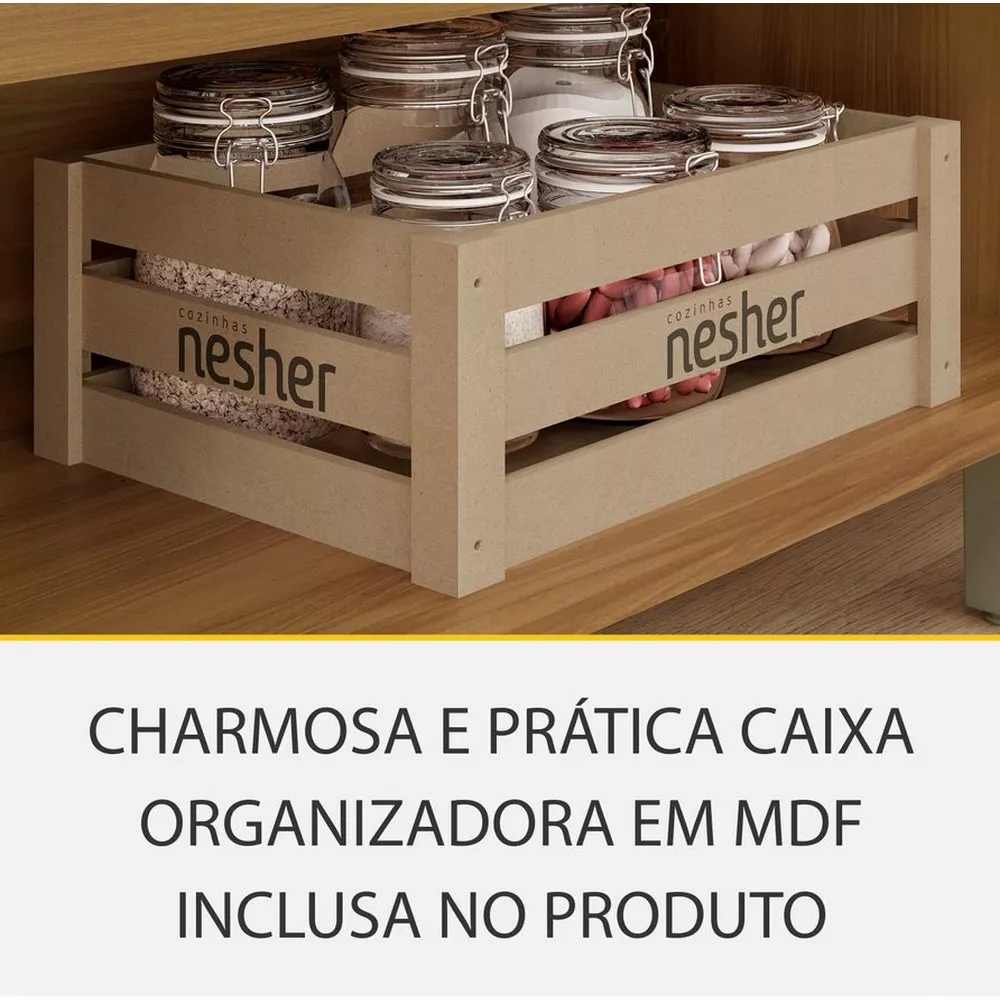 Image 8 of 16 of Cozinha 5 Peças Ripado 2 Paneleiros Princesa 100 MDF Nesher