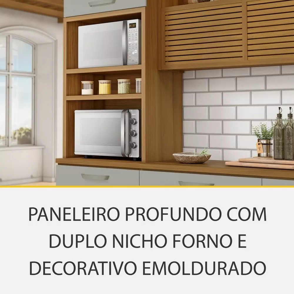 Image 10 of 16 of Cozinha 5 Peças Ripado 2 Paneleiros Princesa 100 MDF Nesher