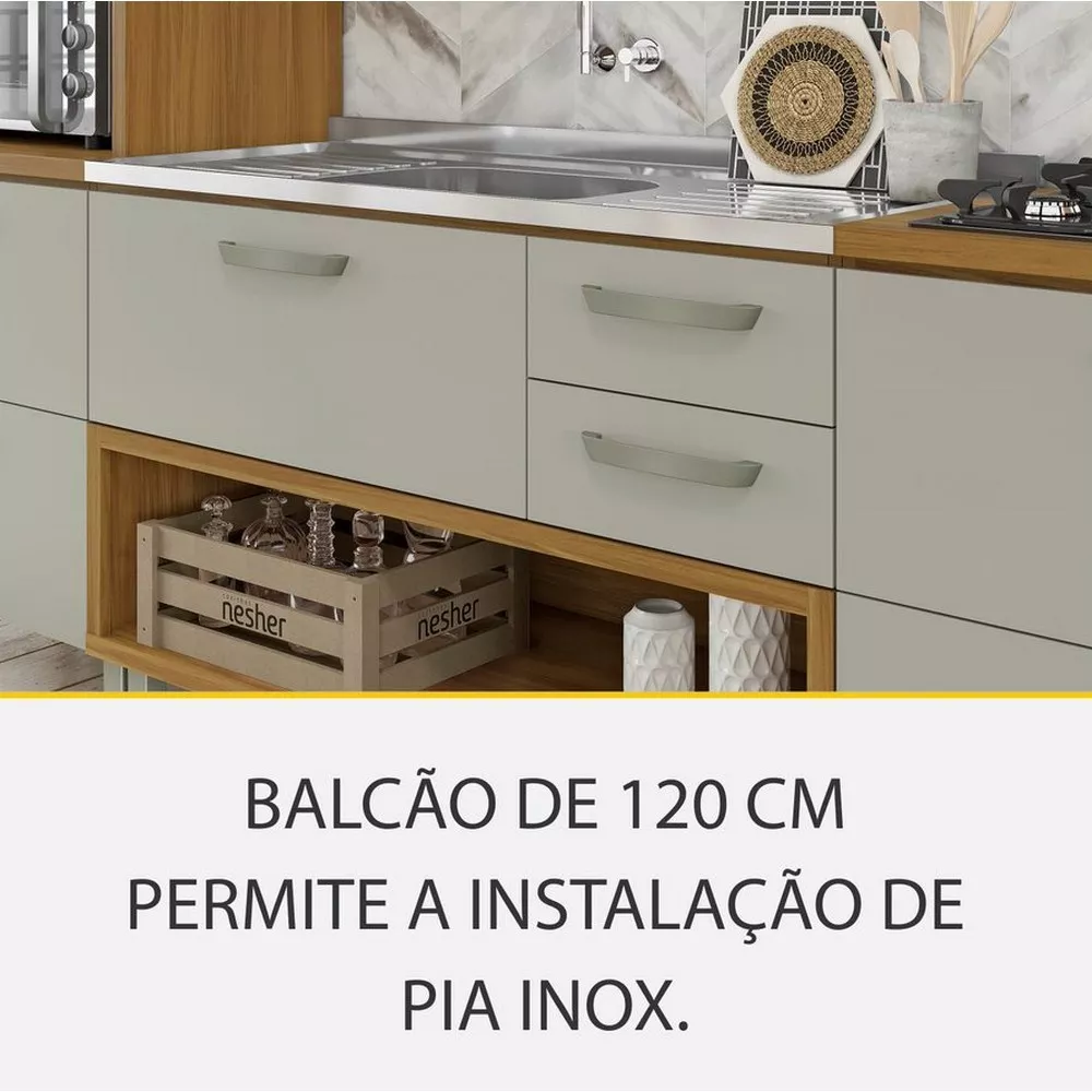 Image 15 of 16 of Cozinha 5 Peças Ripado 2 Paneleiros Princesa 100 MDF Nesher
