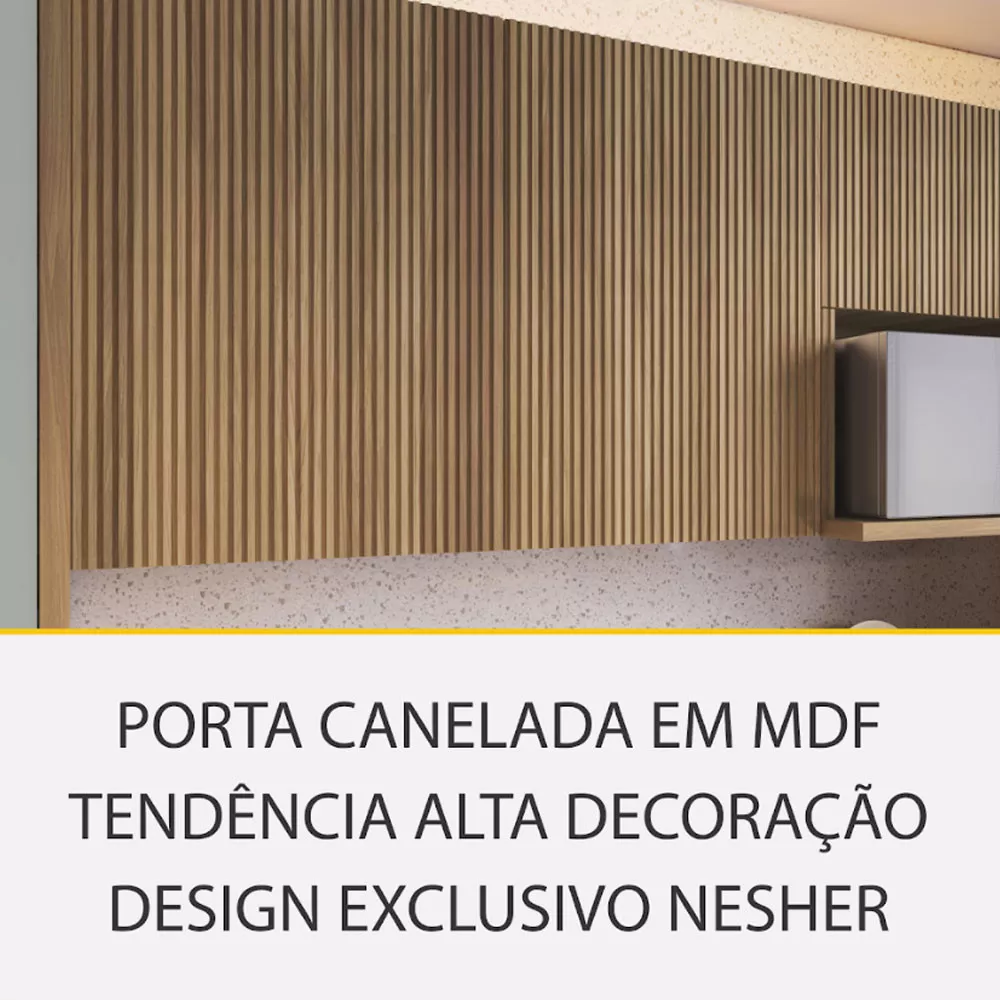 Image 4 of 14 of Cozinha Rainha com 4 Peças 4 Portas 5 Gavetas Ripado em MDF 190cm de Largura Nesher