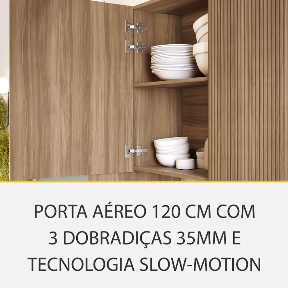 Image 5 of 14 of Cozinha Rainha com 4 Peças 4 Portas 5 Gavetas Ripado em MDF 190cm de Largura Nesher