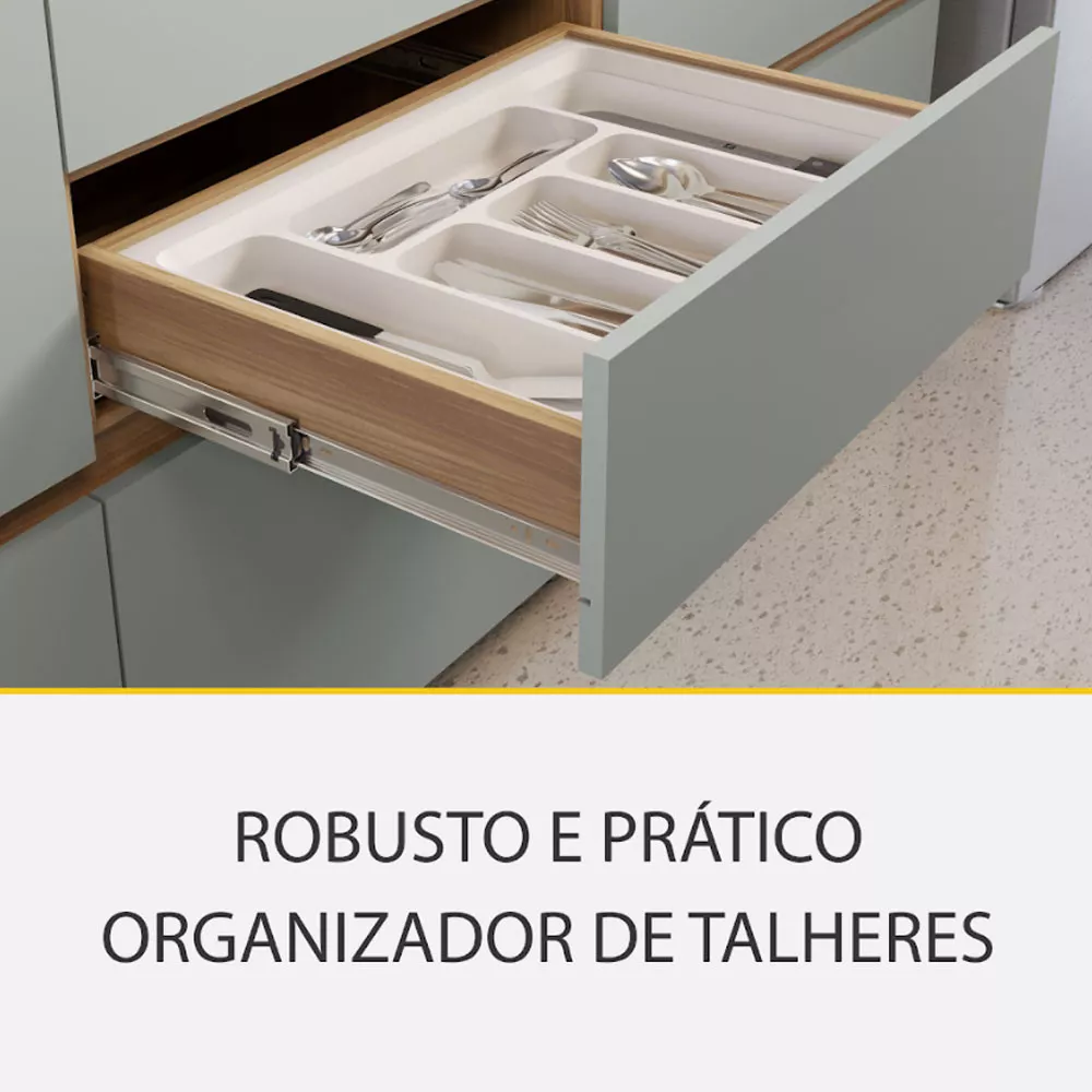 Image 6 of 14 of Cozinha Rainha com 4 Peças 4 Portas 5 Gavetas Ripado em MDF 190cm de Largura Nesher