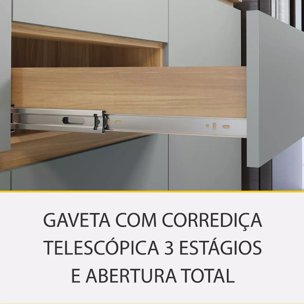 Image 7 of 14 of Cozinha Rainha com 4 Peças 4 Portas 5 Gavetas Ripado em MDF 190cm de Largura Nesher