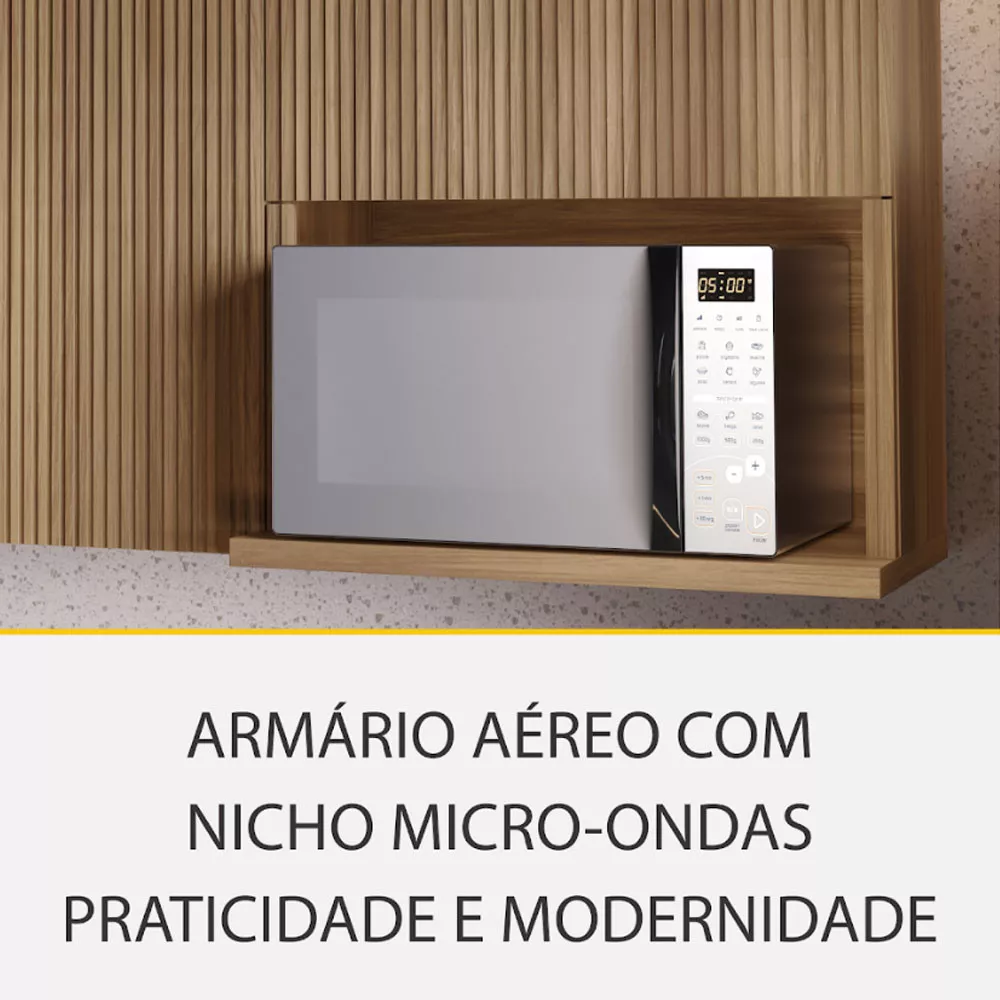 Image 10 of 14 of Cozinha Rainha com 4 Peças 4 Portas 5 Gavetas Ripado em MDF 190cm de Largura Nesher
