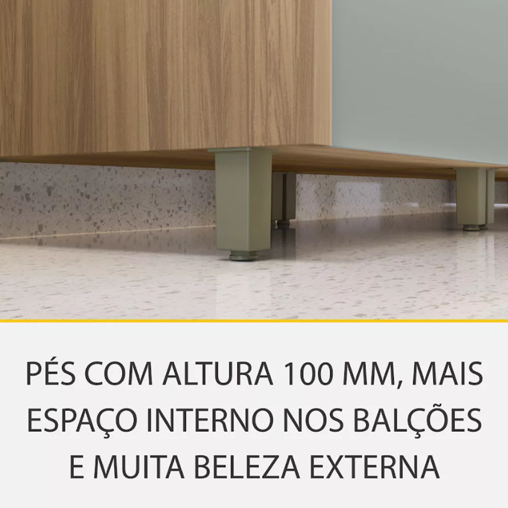 Image 13 of 14 of Cozinha Rainha com 4 Peças 4 Portas 5 Gavetas Ripado em MDF 190cm de Largura Nesher