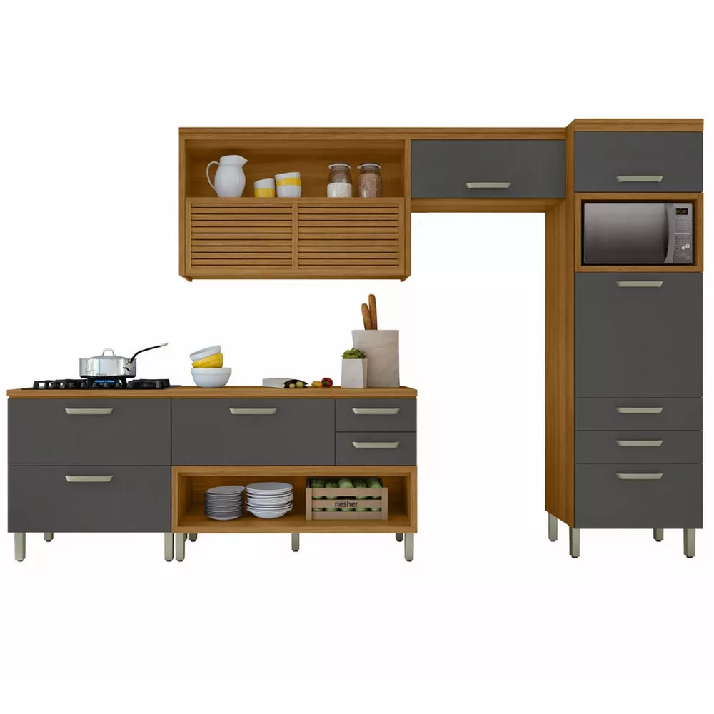 Image 1 of 15 of Cozinha 4 Peças Ripado Paneleiro Princesa 100 MDF Nesher
