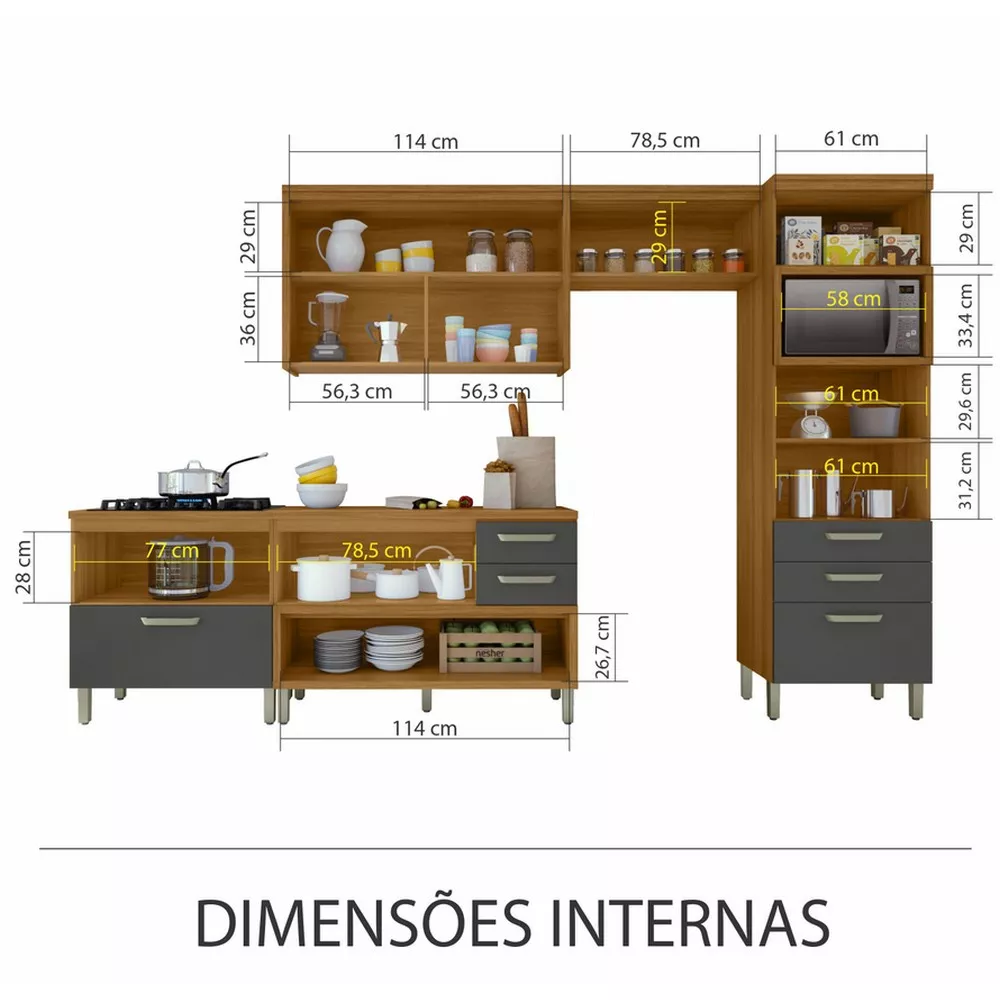 Image 3 of 15 of Cozinha 4 Peças Ripado Paneleiro Princesa 100 MDF Nesher