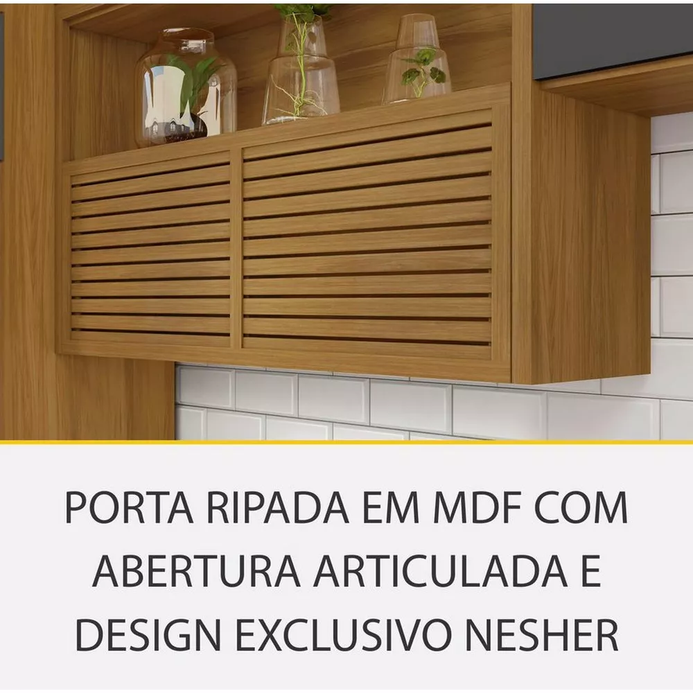 Image 5 of 15 of Cozinha 4 Peças Ripado Paneleiro Princesa 100 MDF Nesher