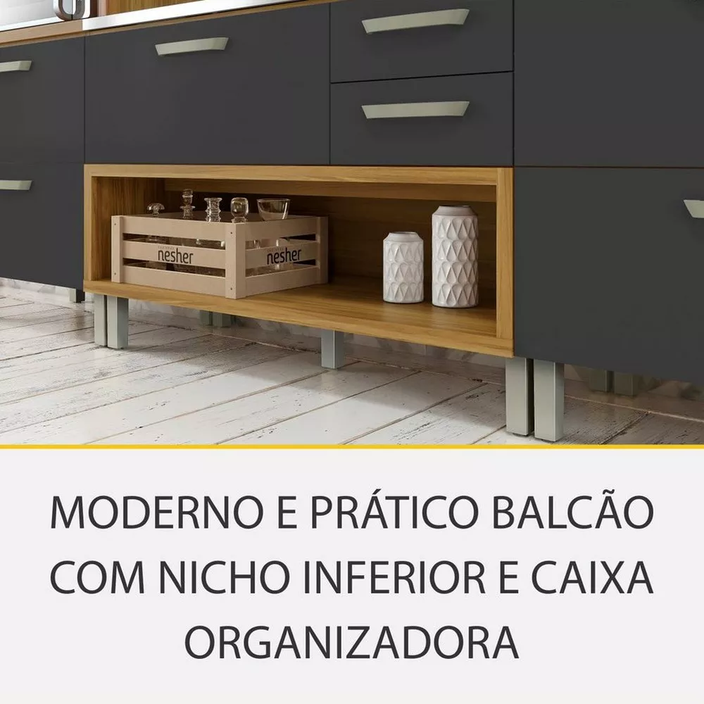 Image 6 of 15 of Cozinha 4 Peças Ripado Paneleiro Princesa 100 MDF Nesher