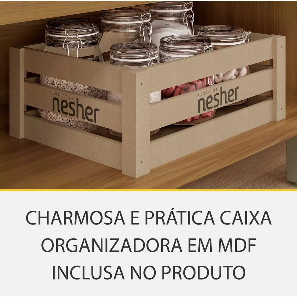 Image 7 of 15 of Cozinha 4 Peças Ripado Paneleiro Princesa 100 MDF Nesher