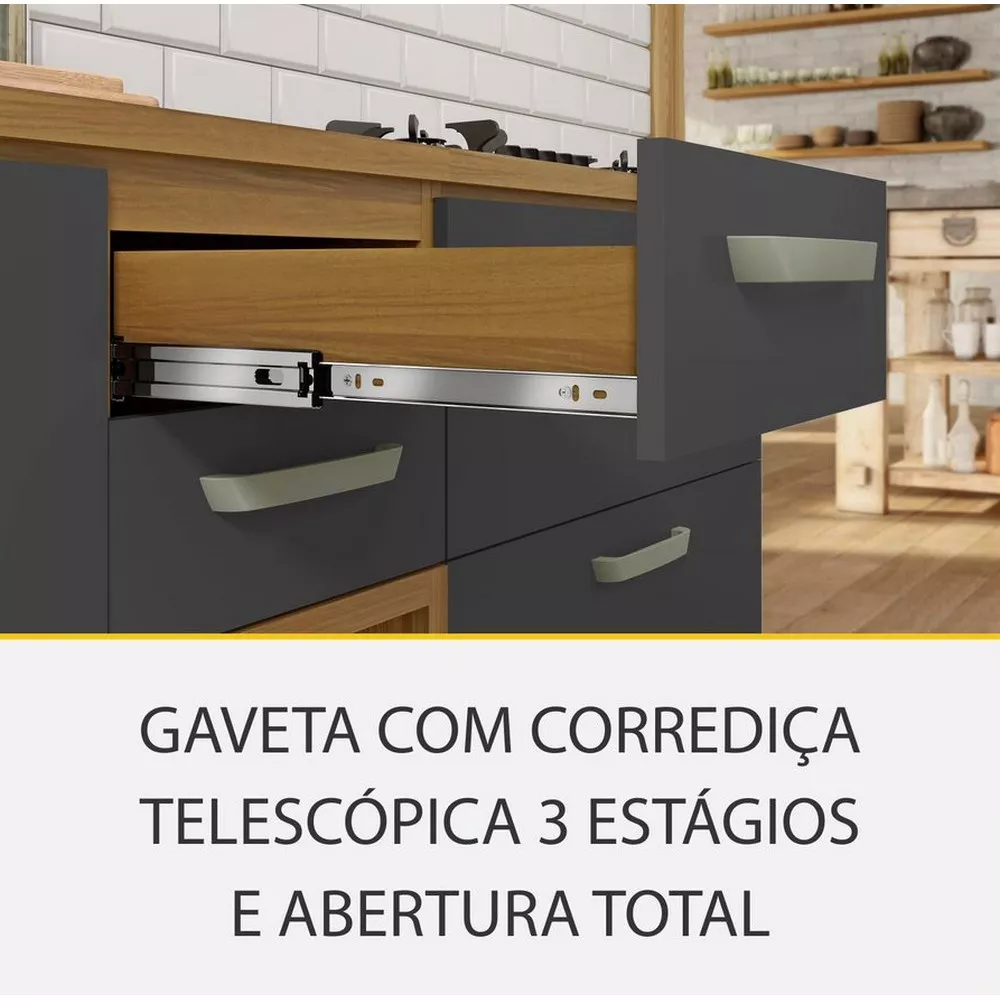 Image 11 of 15 of Cozinha 4 Peças Ripado Paneleiro Princesa 100 MDF Nesher