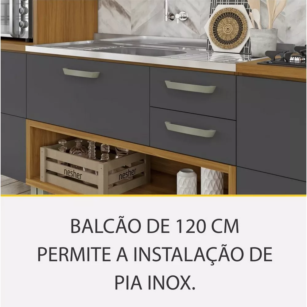 Image 14 of 15 of Cozinha 4 Peças Ripado Paneleiro Princesa 100 MDF Nesher