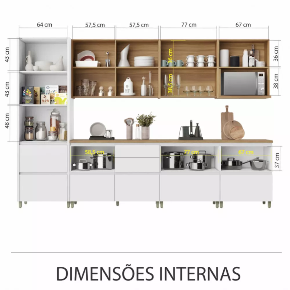 Image 3 of 15 of Cozinha 7 Peças Nesher Rainha Ripado 100 Mdf