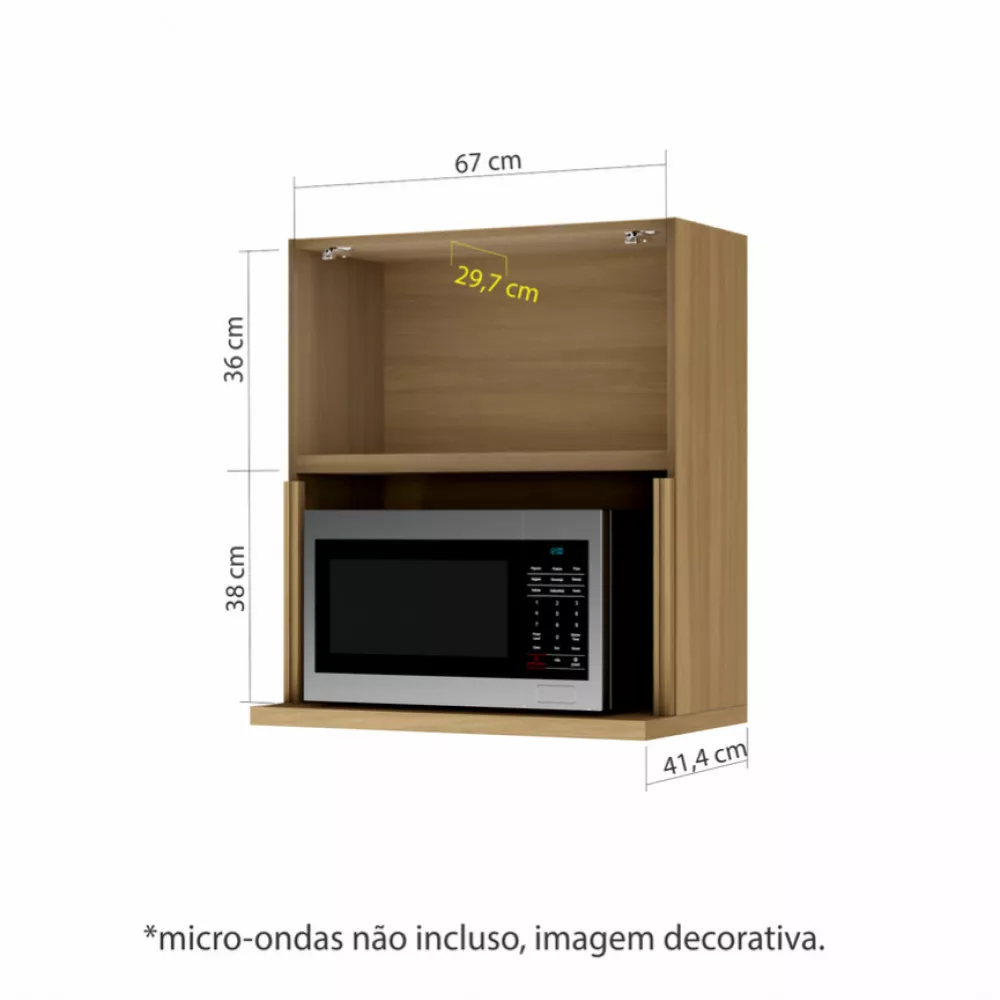 Image 2 of 3 of Armario Aereo Micro 1 Porta Basculante Nesher Rainha 70 Cm Ripado 100 Mdf