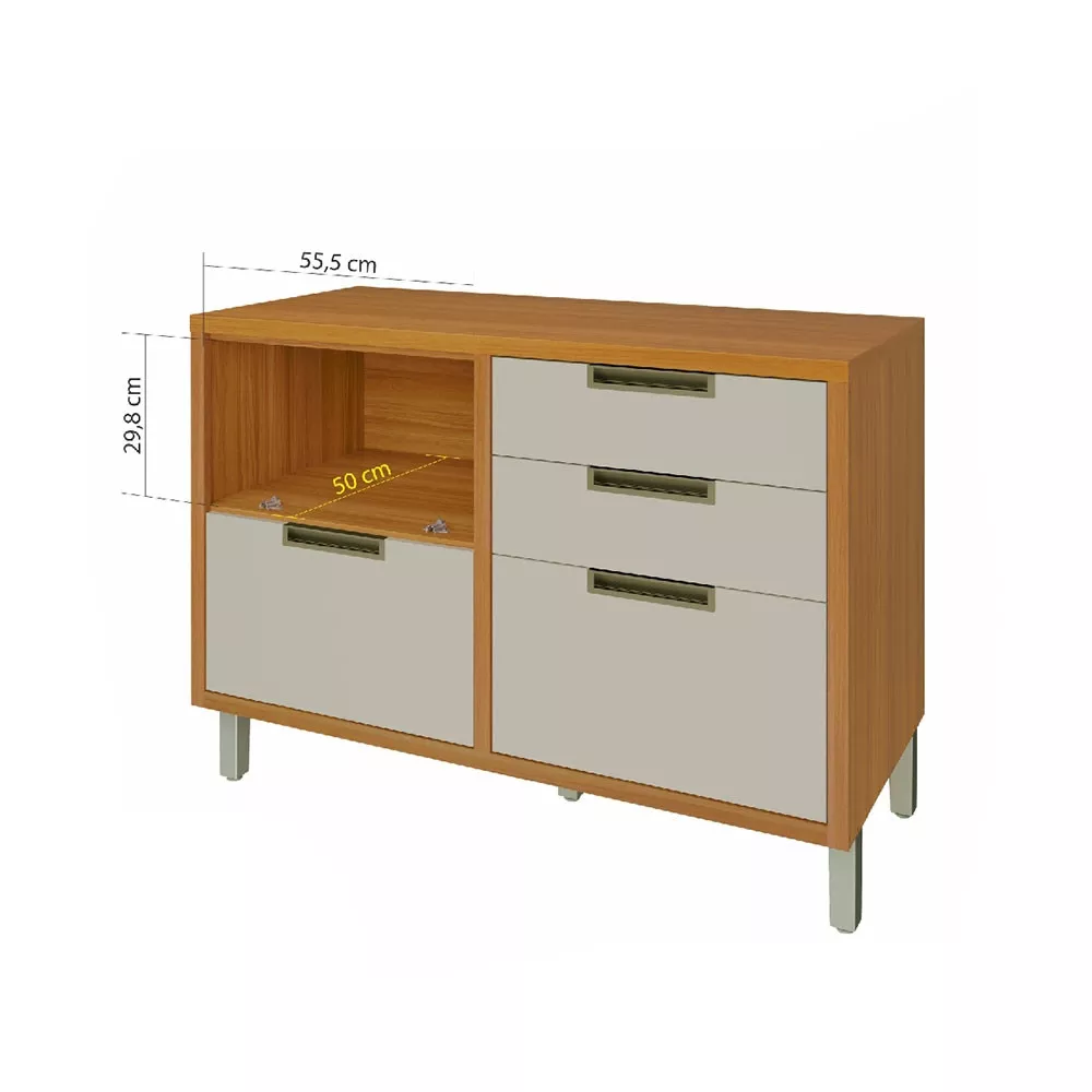 Image 5 of 7 of Balcão 1 Porta 4 Gavetas Nesher Imperatriz 120cm Mdf
