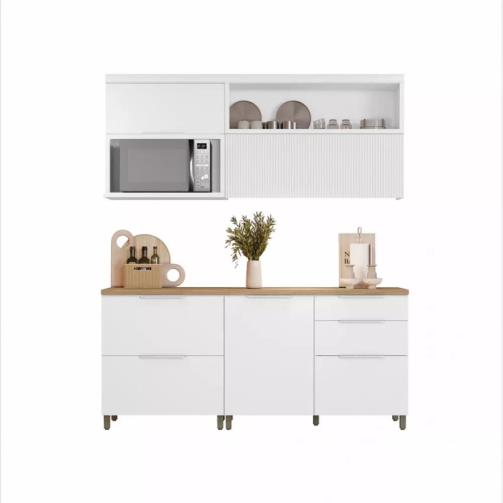 Image 1 of 15 of Cozinha 4 Peças Nesher Marquesa Ripado 100 Mdf