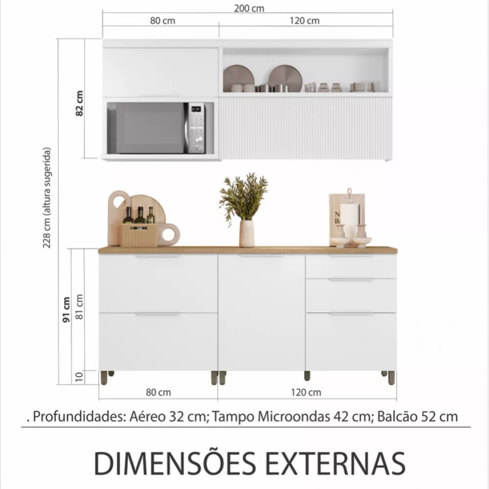 Image 2 of 15 of Cozinha 4 Peças Nesher Marquesa Ripado 100 Mdf