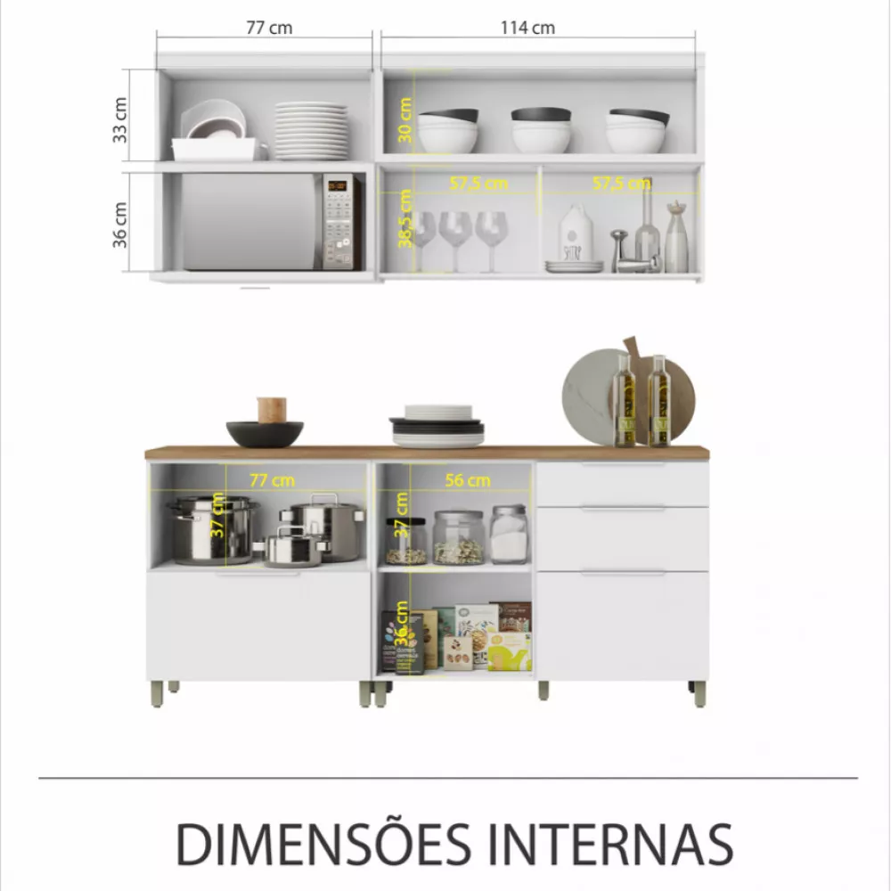 Image 3 of 15 of Cozinha 4 Peças Nesher Marquesa Ripado 100 Mdf