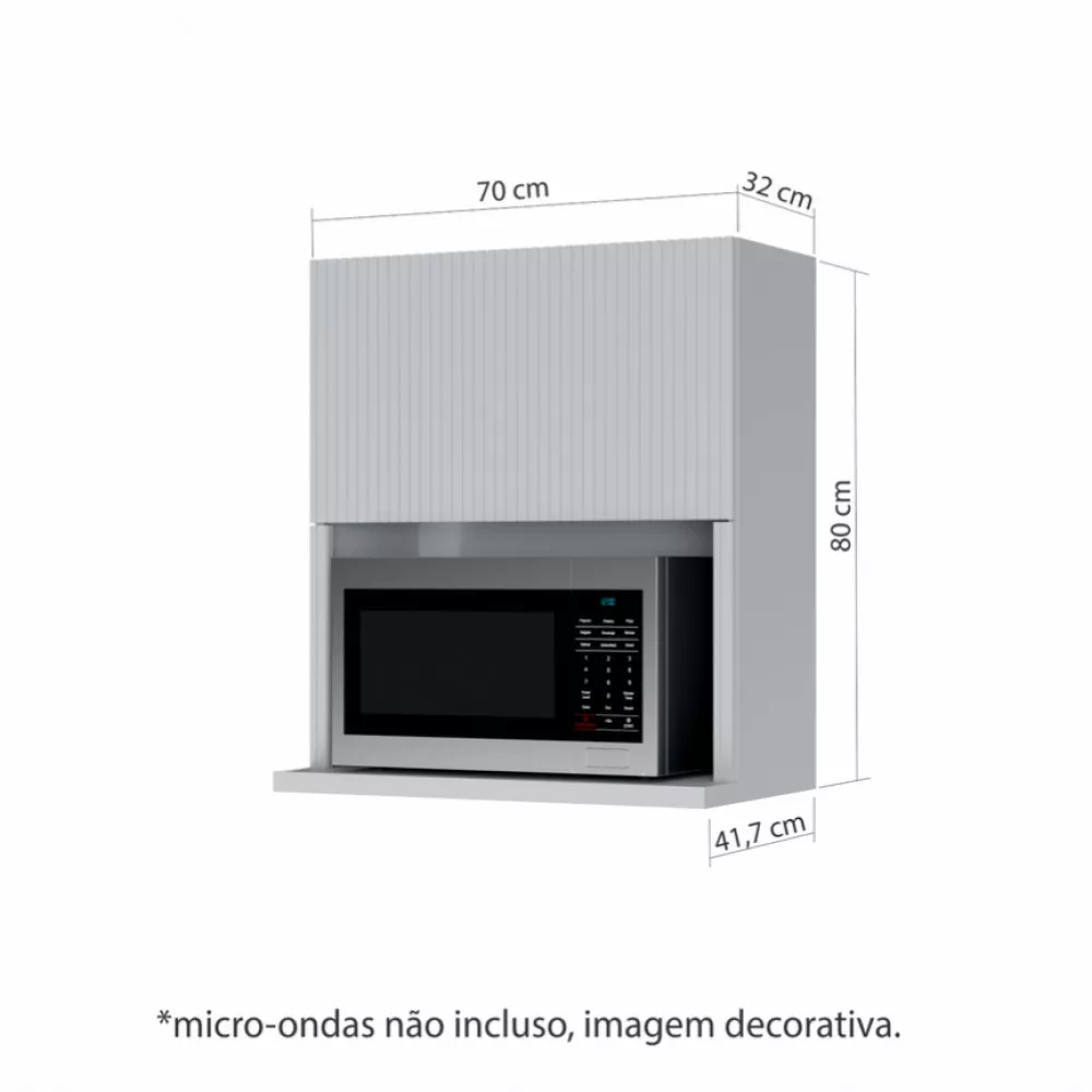 Image 1 of 3 of Armario Aereo Micro 1 Porta Basculante Nesher Rainha 70 Cm Ripado 100 Mdf
