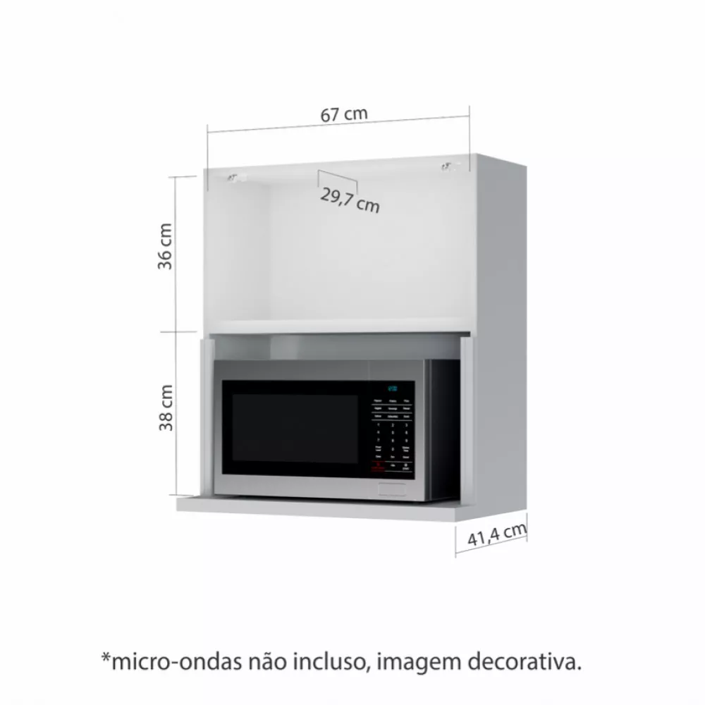 Image 2 of 3 of Armario Aereo Micro 1 Porta Basculante Nesher Rainha 70 Cm Ripado 100 Mdf