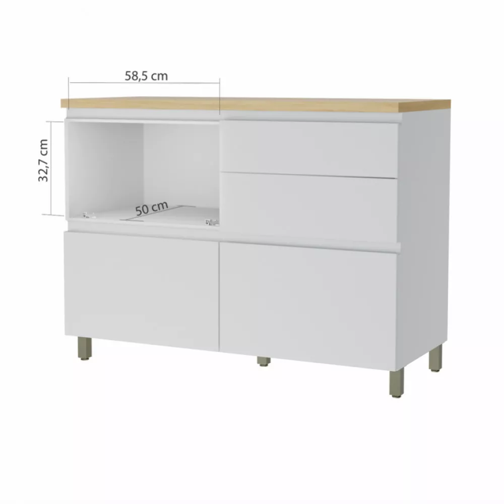 Image 2 of 3 of Balcao 1 Porta Basculante 4 Gavetas Nesher Rainha 120cm 100 Mdf