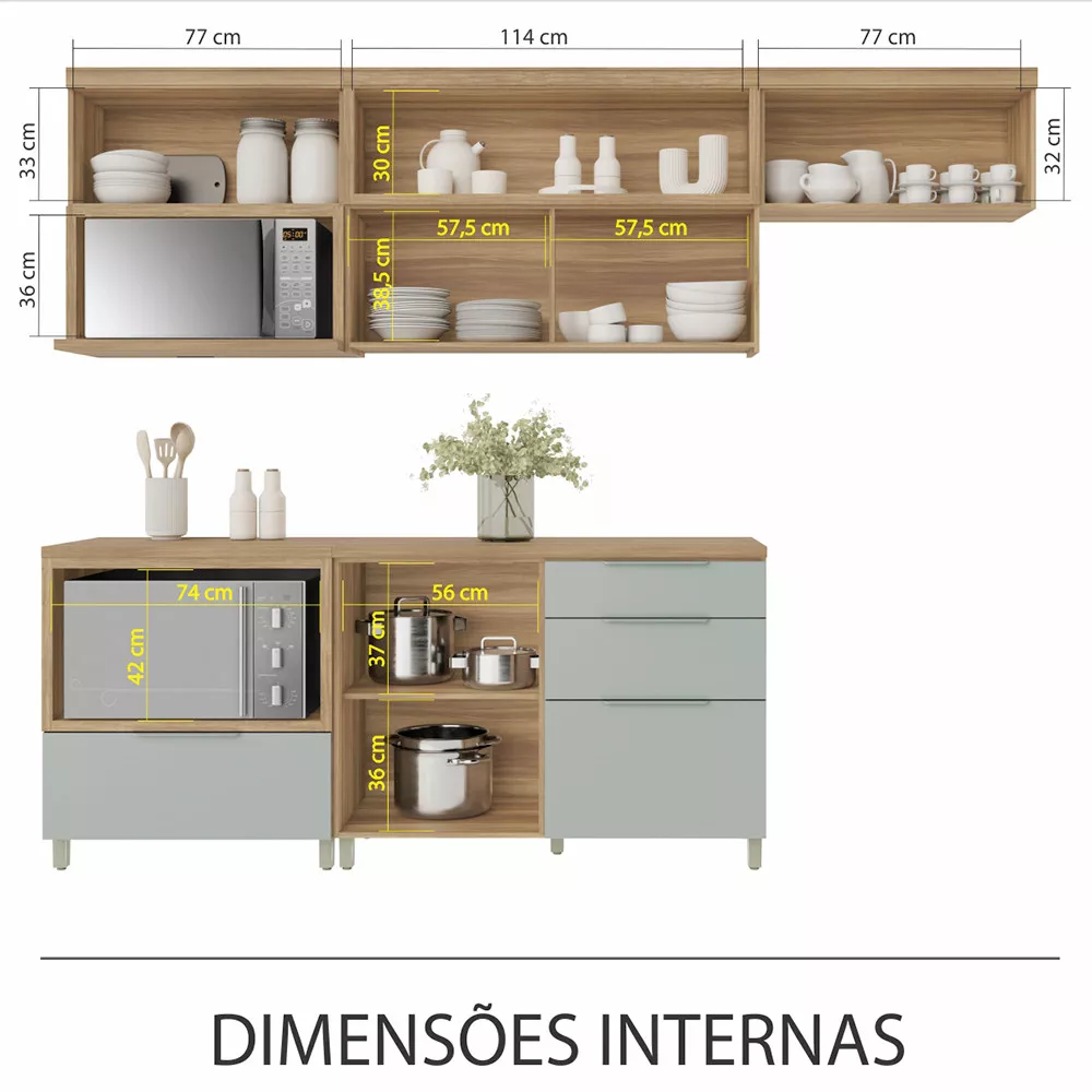 Image 3 of 13 of Cozinha 5 Peças 4 Portas 4 Gavetas Ripado Marquesa 100 MDF