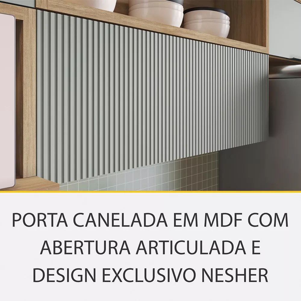 Image 4 of 13 of Cozinha 5 Peças 4 Portas 4 Gavetas Ripado Marquesa 100 MDF
