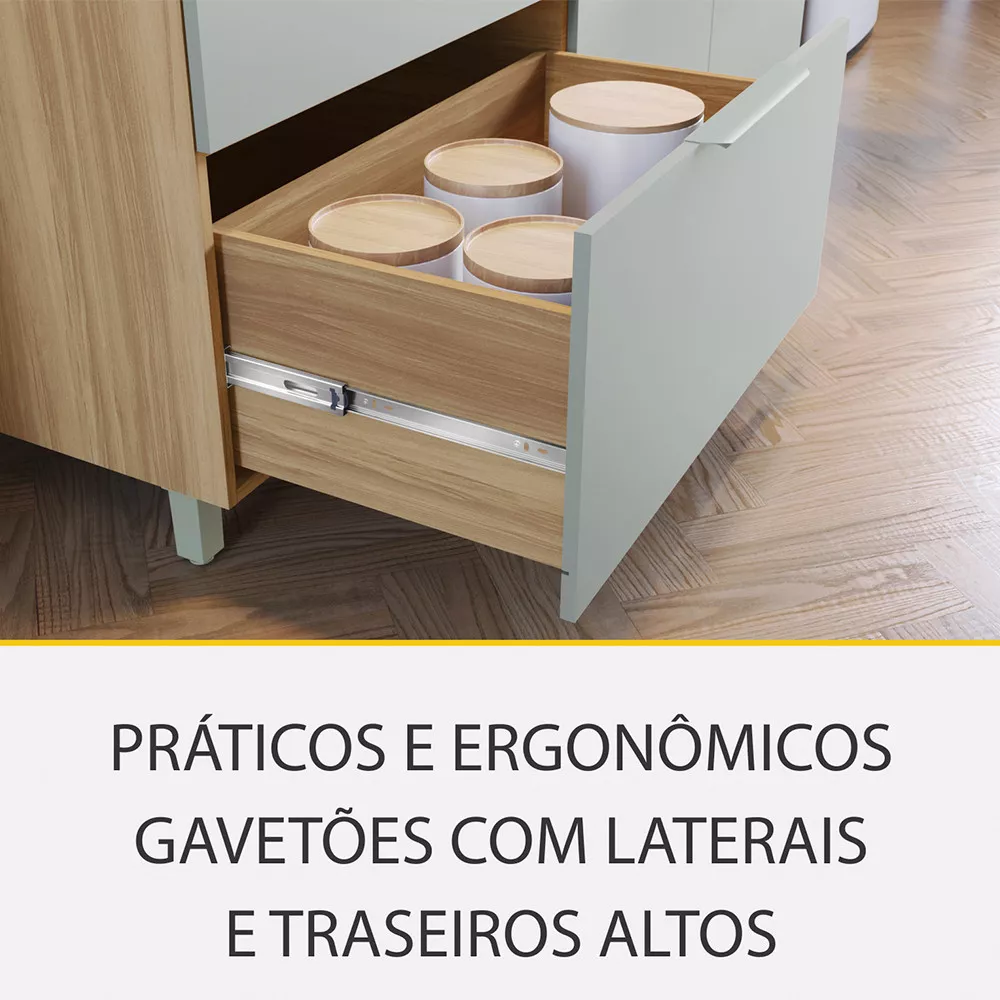 Image 9 of 13 of Cozinha 5 Peças 4 Portas 4 Gavetas Ripado Marquesa 100 MDF