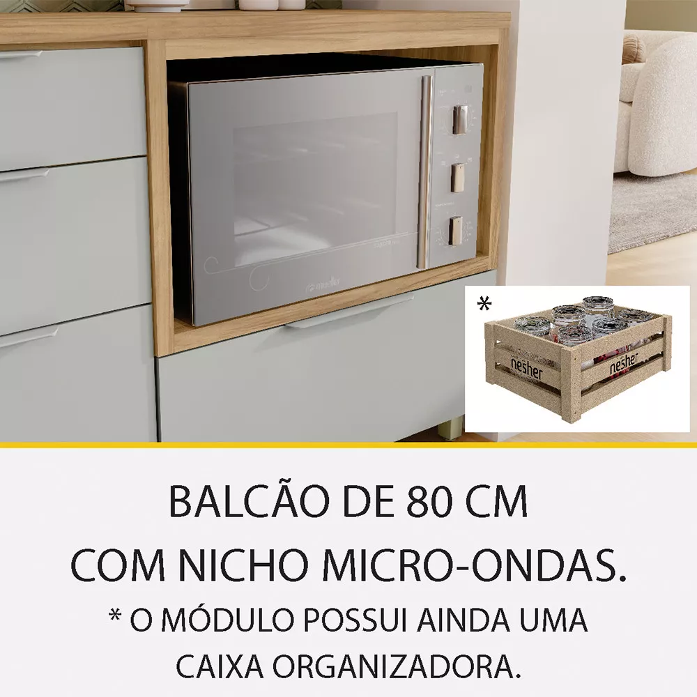 Image 11 of 13 of Cozinha 5 Peças 4 Portas 4 Gavetas Ripado Marquesa 100 MDF