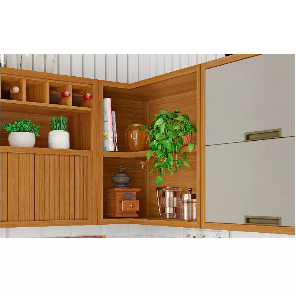 Image 1 of 10 of Cozinha Modulada 9 Peças Ripado Nesher Imperatriz Ângulo Mdf