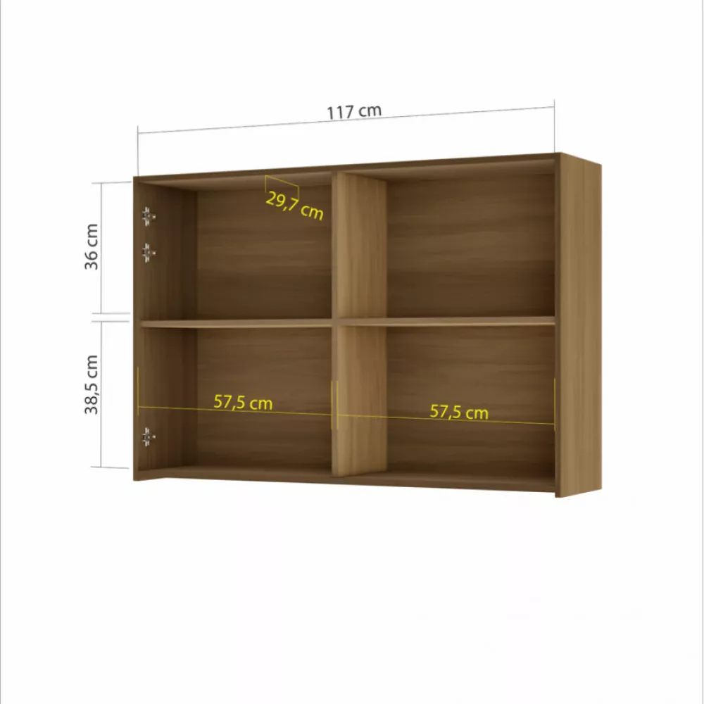 Image 1 of 3 of Armario Aereo 2 Portas Nesher Rainha 120cm Ripado 100 Mdf