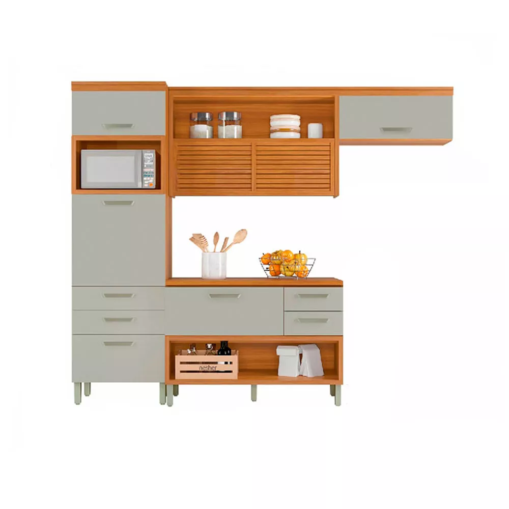 Image 0 of 9 of Cozinha Modulada 3 Peças Paneleiro Ripado Nesher Princesa Mdf