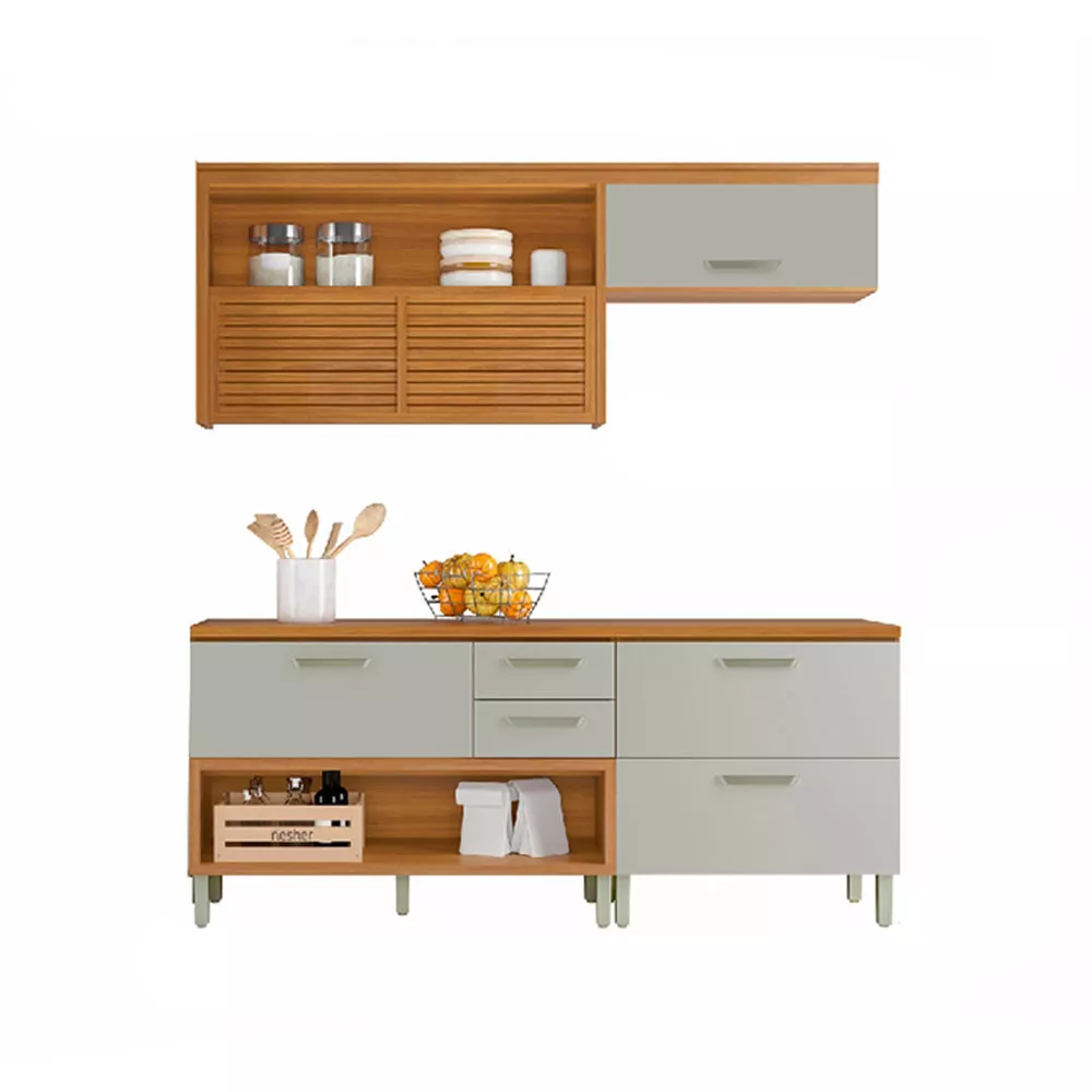 Image 0 of 7 of Cozinha Modulada 3 Peças Ripado Nesher Princesa Mdf