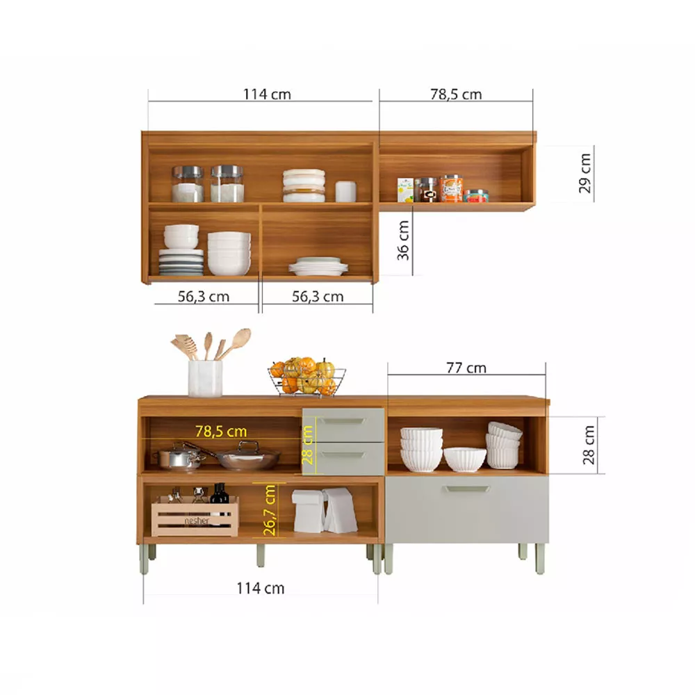 Image 5 of 7 of Cozinha Modulada 3 Peças Ripado Nesher Princesa Mdf