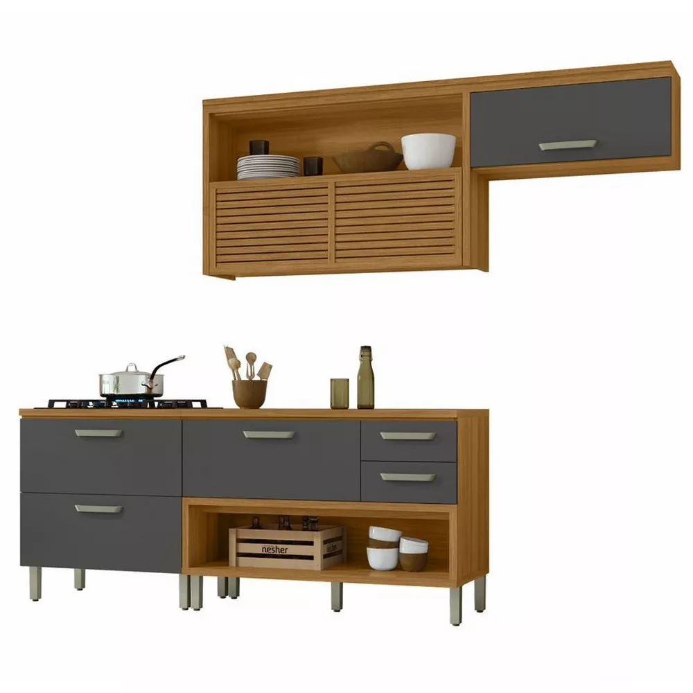 Image 1 of 14 of Cozinha 3 Peças Ripado Princesa 100 MDF Nesher