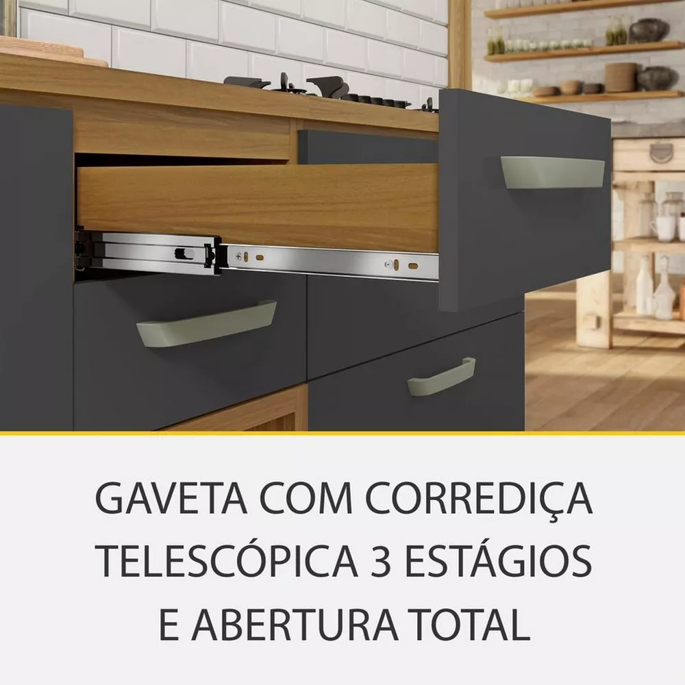 Image 10 of 14 of Cozinha 3 Peças Ripado Princesa 100 MDF Nesher