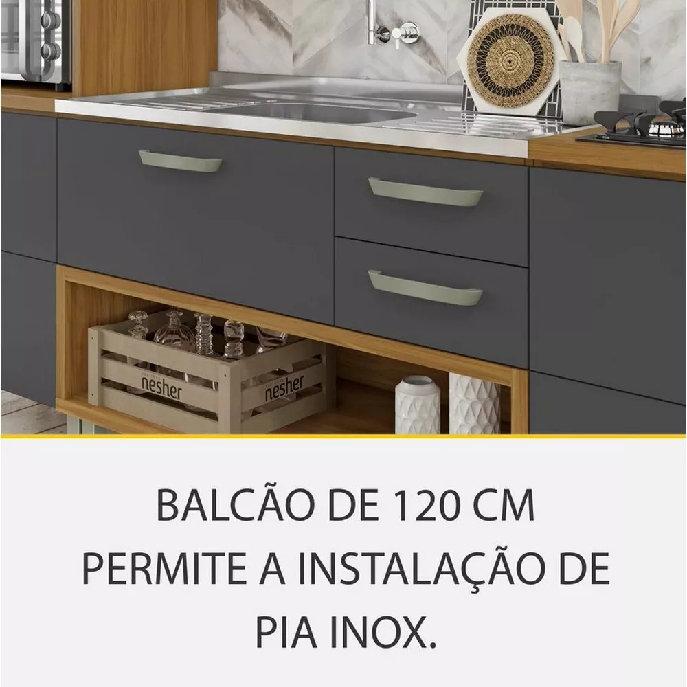Image 13 of 14 of Cozinha 3 Peças Ripado Princesa 100 MDF Nesher