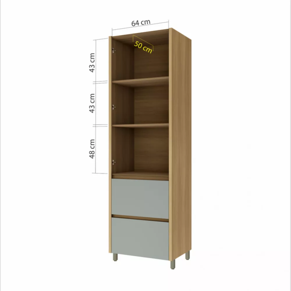 Image 1 of 3 of Paneleiro 2 Portas 2 Gavetas Nesher Rainha 70cm 100 Mdf