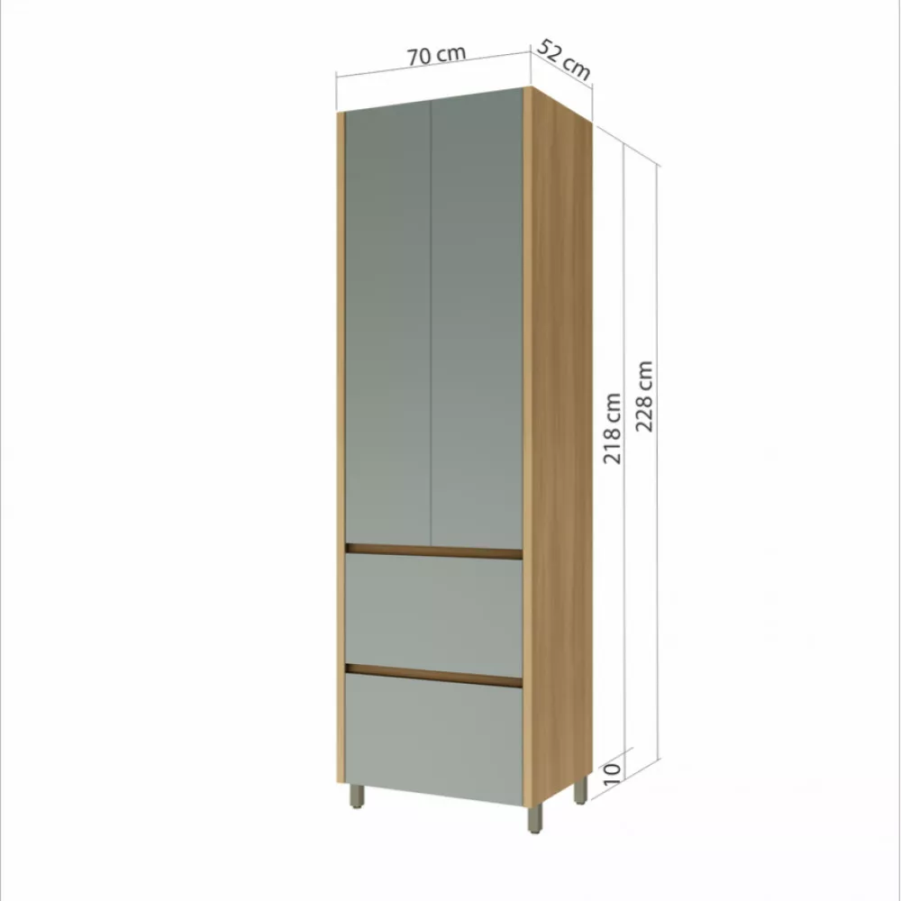 Image 2 of 3 of Paneleiro 2 Portas 2 Gavetas Nesher Rainha 70cm 100 Mdf
