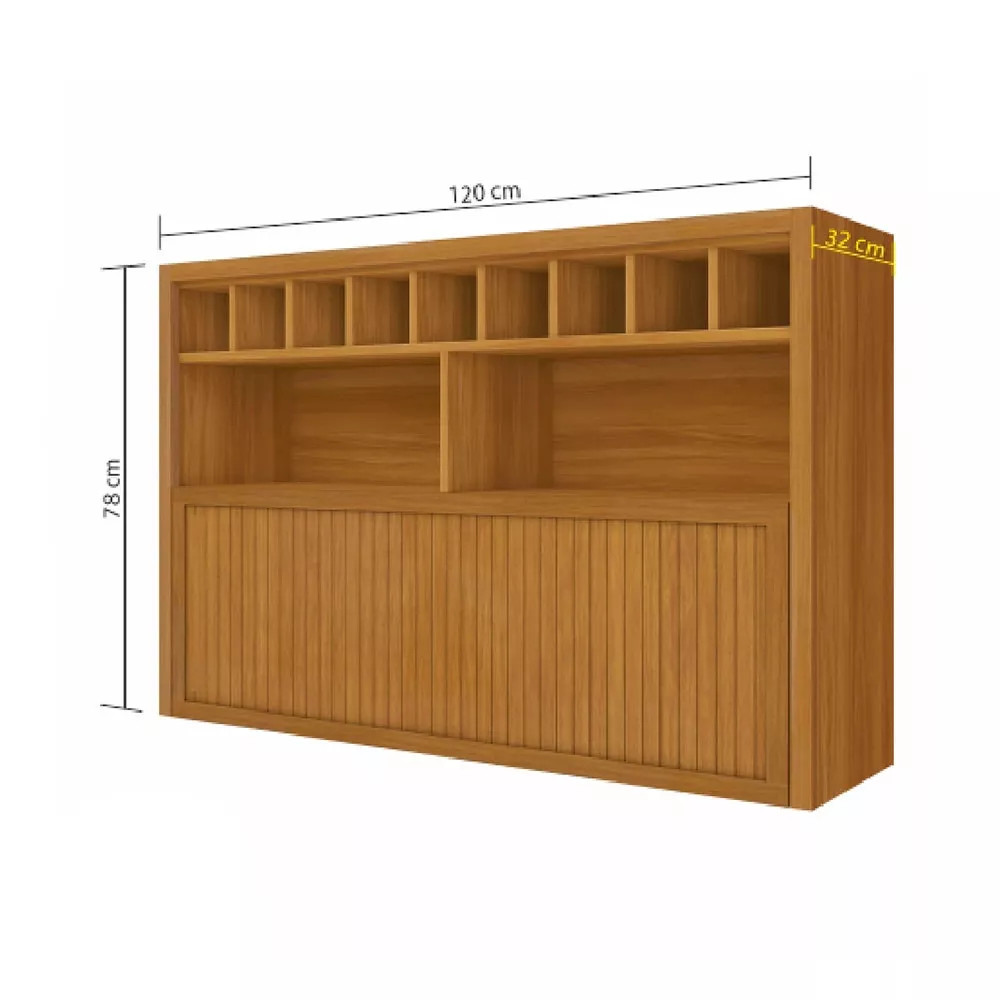 Image 4 of 5 of Armário Aéreo 1 Porta Bascula Adega Ripado Baronesa 120cm Mdf