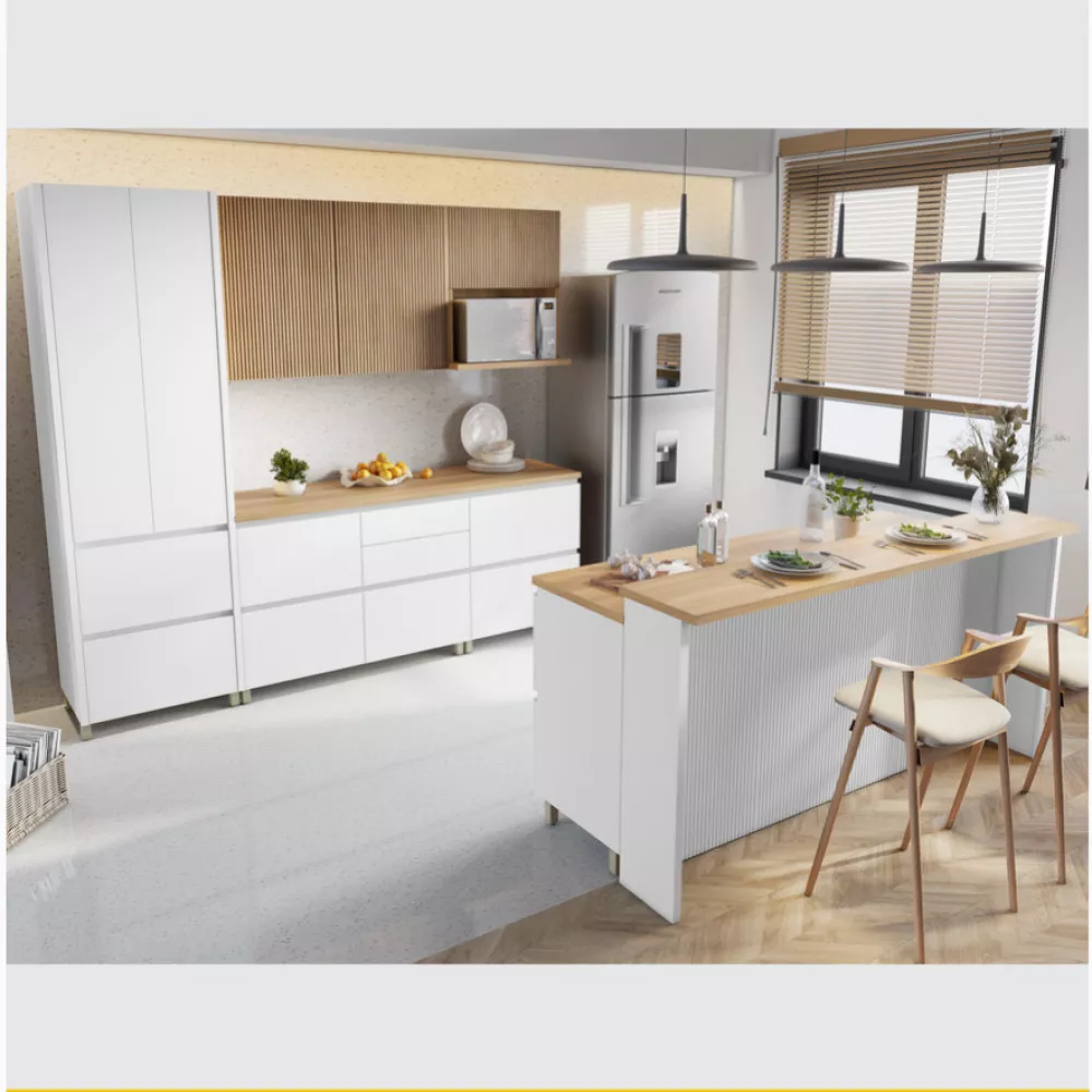 Image 0 of 16 of Cozinha 8 Peças Nesher Rainha Gourmet Ripado 100 Mdf