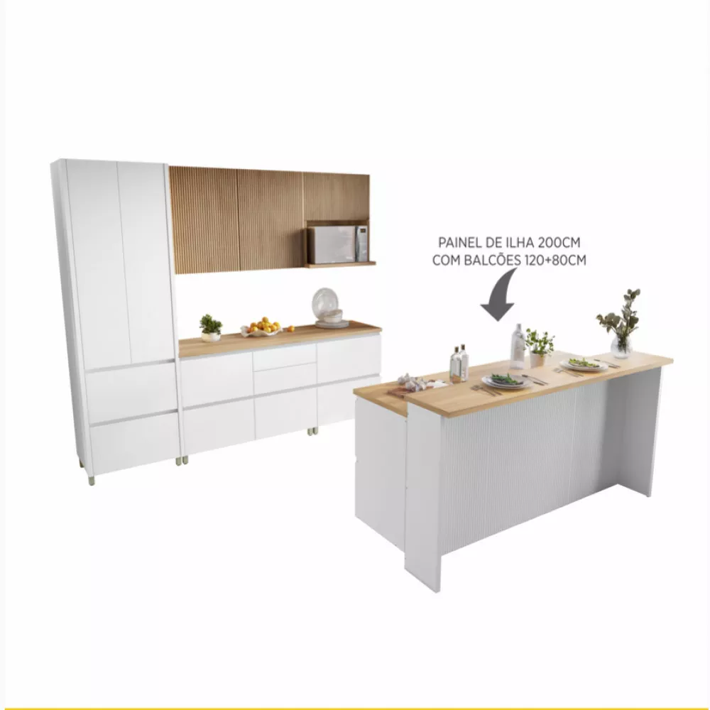Image 1 of 16 of Cozinha 8 Peças Nesher Rainha Gourmet Ripado 100 Mdf