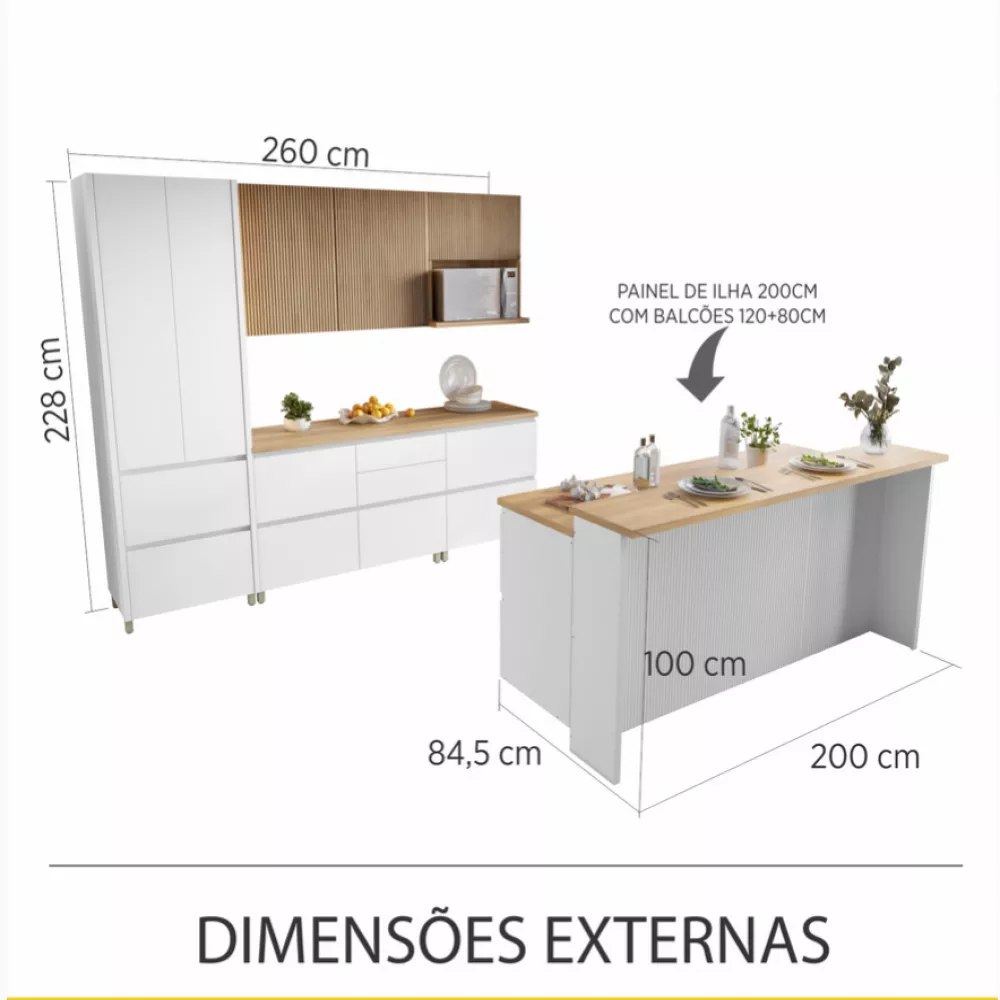 Image 2 of 16 of Cozinha 8 Peças Nesher Rainha Gourmet Ripado 100 Mdf